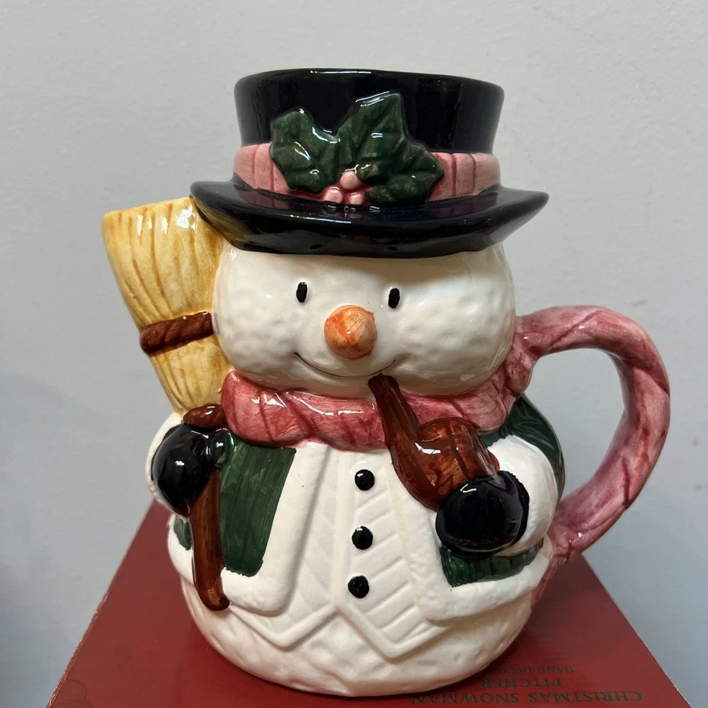 Vintage Snowman Teapot by‎ HomeTrends 1.5 qt Hand Painted Christmas Decor